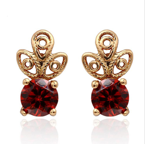 Anting-anting emas Crystal merah untuk wanita