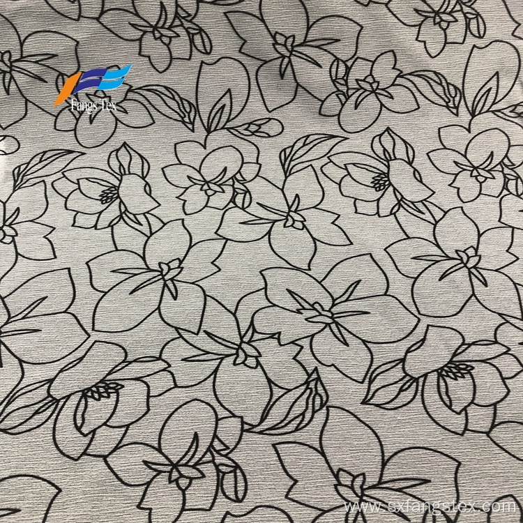 100% Polyester Floral Printed Flock Crepe Abaya Fabric