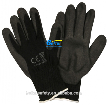 Black Nylon Lining Black Nitrile Foam Coated Protective Gloves