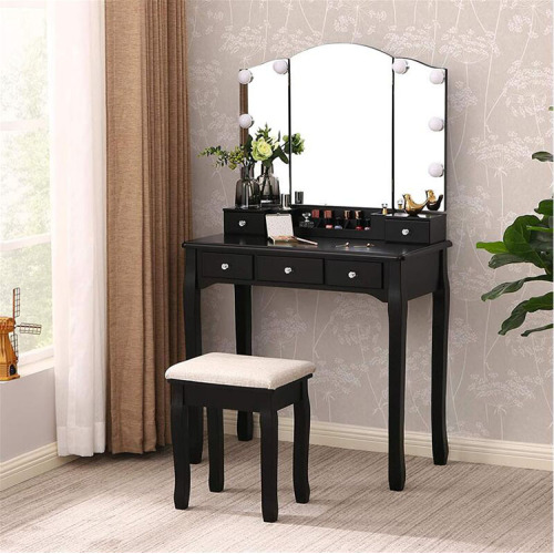 Black Bedroom Dresser Wooden Legs Dressing Room Table