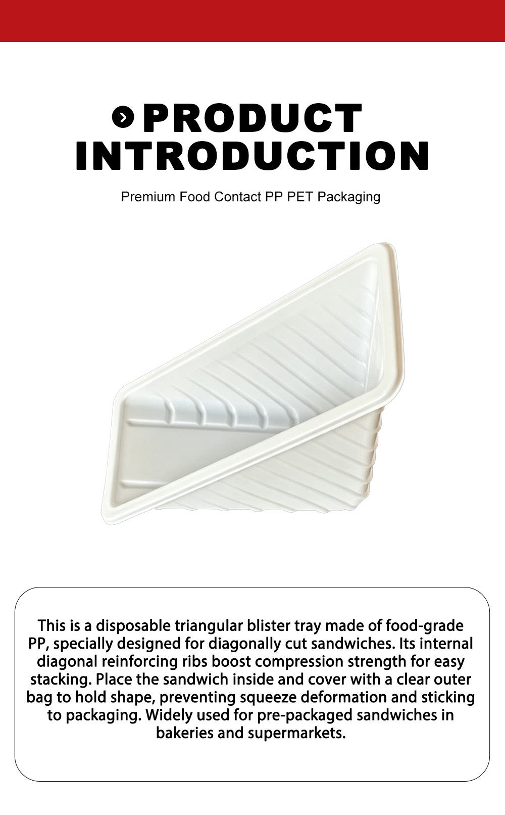 Одноразовый блистерный лоток для сэндвичей из полипропилена X Disposable PP Sandwich Blister Tray X