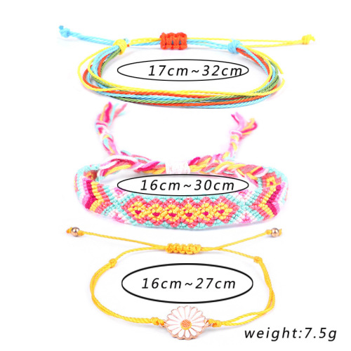 Waterproof String Sunflower Charm Bracelet Handmade Woven Friendship Bracelets for women