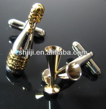 News Retrained Elegance Gold Wine Cup & Bottle Cufflinks