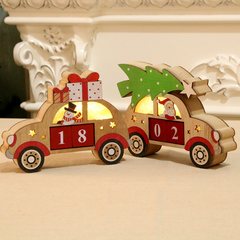 Home Christmas Decorations Wooden Creative Perpetual Calendar Christmas Decoration Luminous Calendar Ornaments Gift
