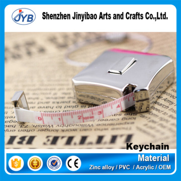 Portable custom metal mini tape measure shaped keychain