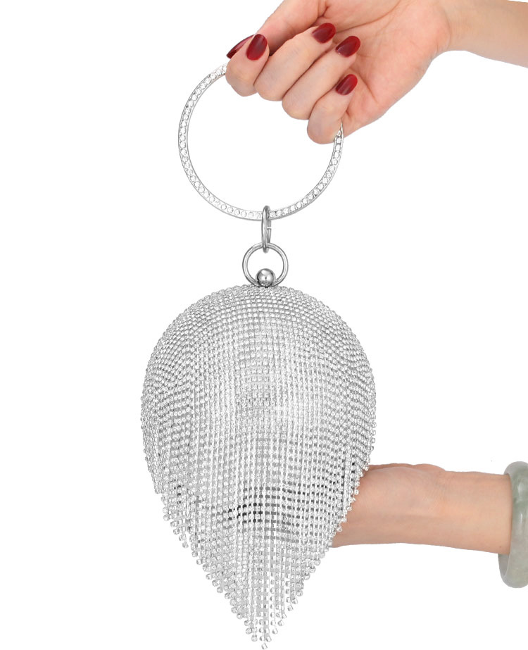 Rhinestone Round Ball Evening Bags For Women Mini Tassels Purse Ladies Ring Handbag Fashion Luxury Clutch Bags