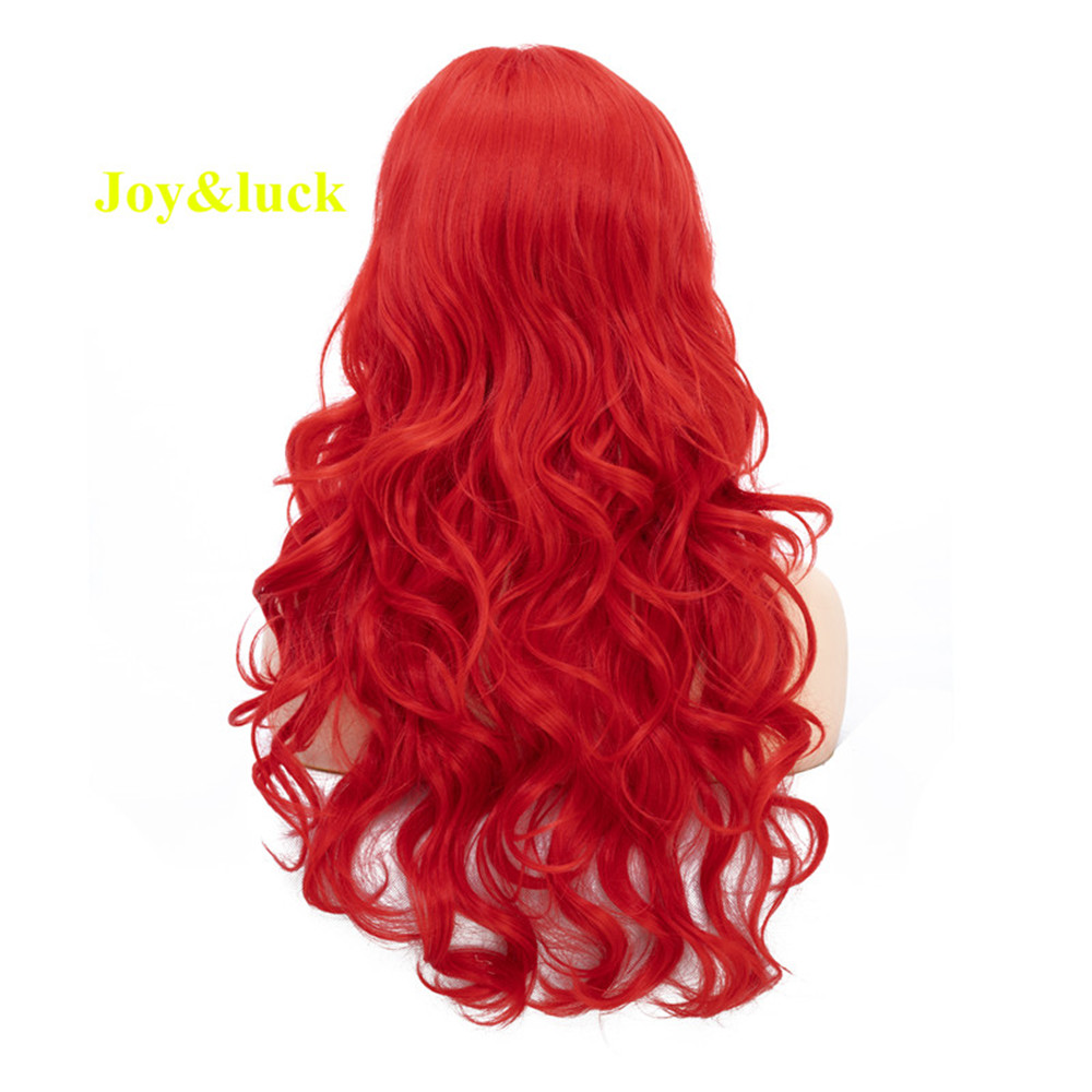 24inch Hot Sale Long Natural Wave Wig Copper Red Color Synthetic Wig for Women Costume Hair Wigs Cosplay or Daily Use