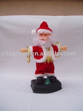 10" santa playing  two hoops
