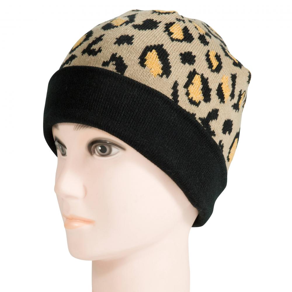 Leopard Print Winter Knit Hat