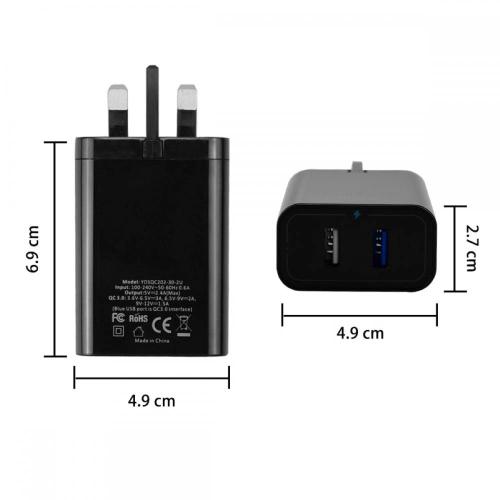 30W QC3.0 Smart USB Strömadapter Telefonladdare