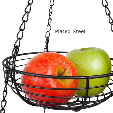 3-Tier Hanging Stainless Steel Metal Wire Fruit Basket