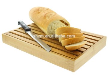 wholesale Bamboo Bread Box Cutting Board with Crumb Catcher Wooden Bread Board Cutting Board
