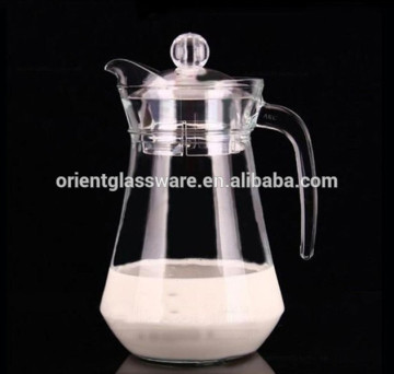 1L milk glass pitcher with lid