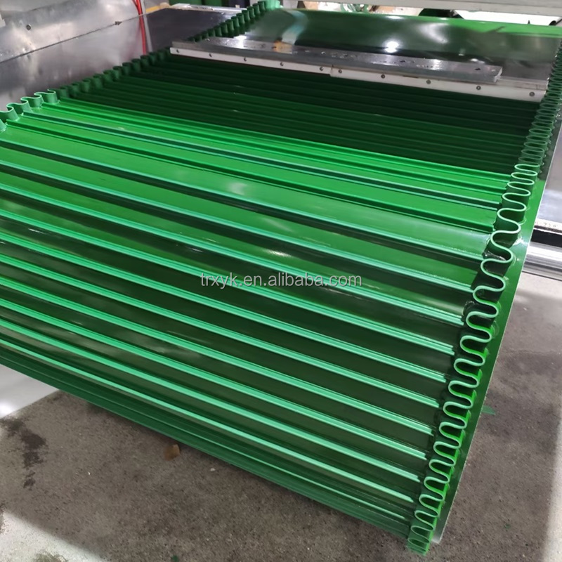 Green PVC skirt baffle conveyor belt cleated food grade conveyor belt