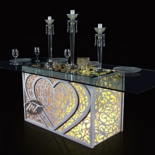 Tempered Glass Acrylic Wedding Table with LED Light