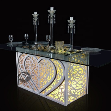 Tempered Glass Acrylic Wedding Table with LED Light
