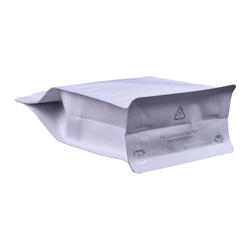 Bolsa Kraft blanca compostable sin imprimir en stock