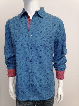 Mens t/r print fabric long sleeve shirt