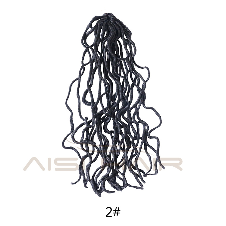 Aisi Hair Faux Locs Curly Crochet Hair Extensions 18inch Long 24 Roots Soft Crochet Braids Dreadlock Hairpieces