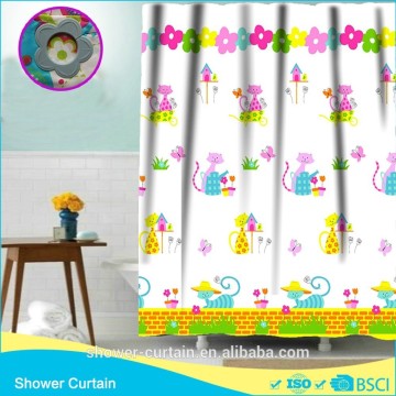 HOOKLESS POLYESTER WATERPROOF CATE CHEAPER SHOWER CURTAINS