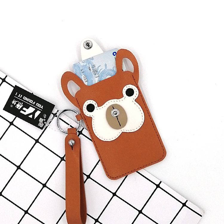 Custom cute bear pattern PU card holder