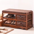 Footstool Wicker Basket Draws Storage Bench shoes rack