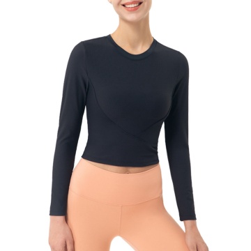 schwaarze Crop Top Long Sleeve