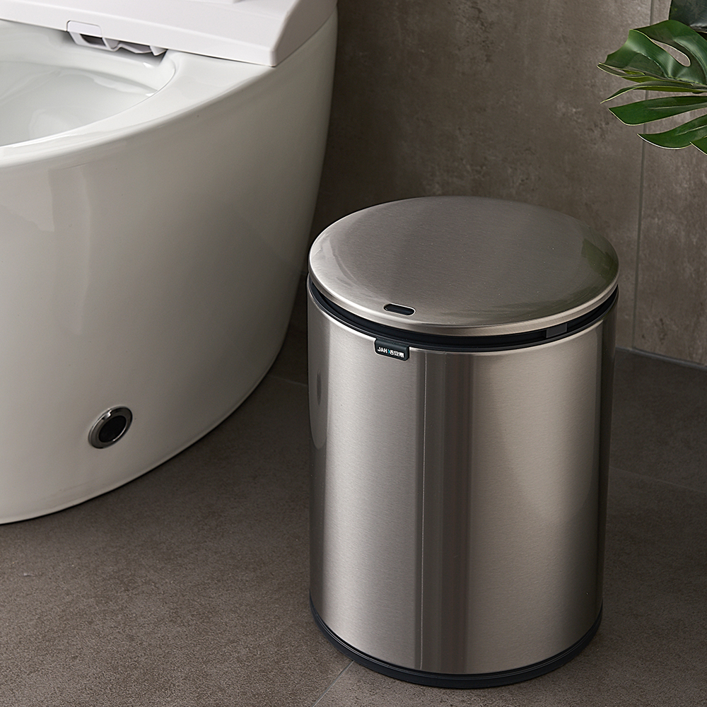 9L round automatic sensing trash stainless steel electric trash can small office trash bin garbage can