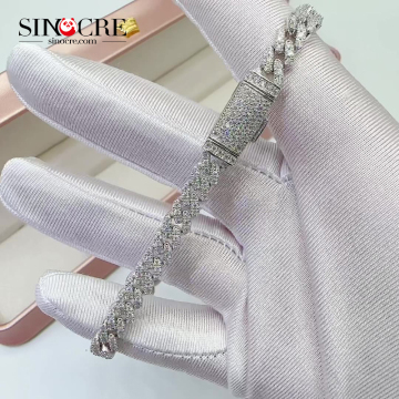 Top Selling Moissanite, Diamond, and Claw-Setting Cuban Bracelet with Hiphop Style Chain