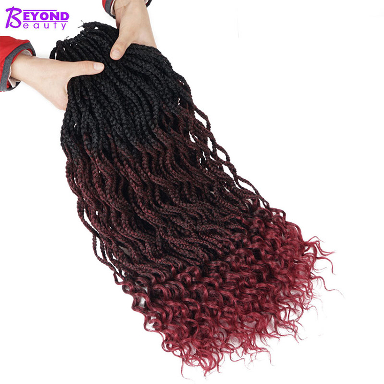 Curly crochet Box braided hair Pre Looped Goddess box braids Wavy Locs crochet hair ombre synthetic braiding Hair curly