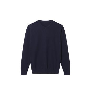 Pullover da uomo in cotone/nylon con scollo a V slim fit lavorato a maglia