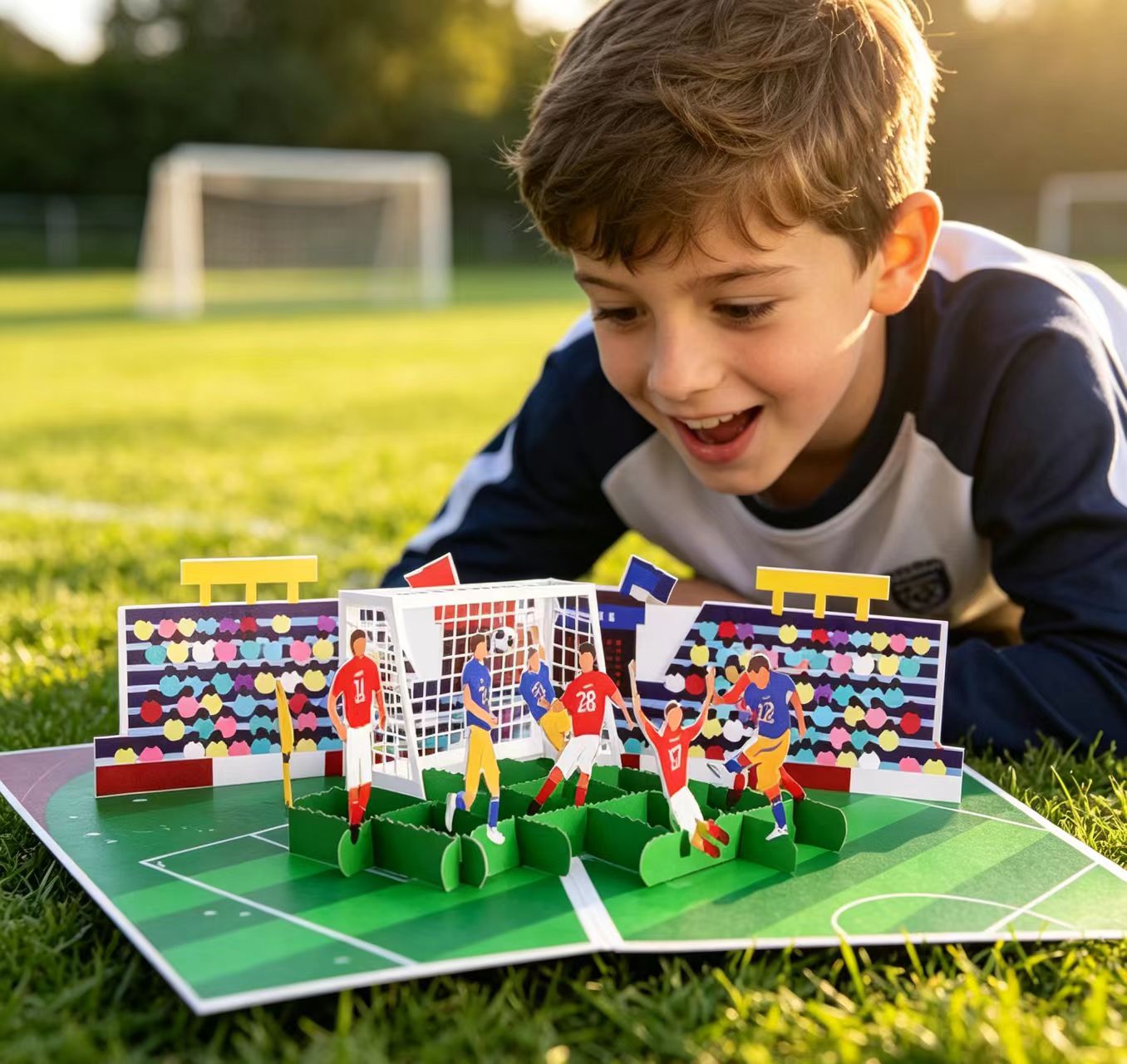 Wyskakująca kartka z życzeniami piłkarskimi Pop up football greeting card