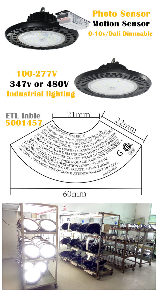 hot selling warehouse led light workshop light 150w 200w UFO shenzhen factory 5 years warranty etl dlc saa certificates at hand