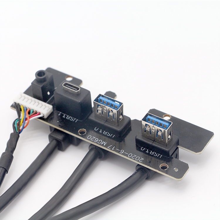 Bofan Audio Mic Dual USB 3.0 Ports PC Computer Case Front Panel USB Power Switch Cable Main board cable
