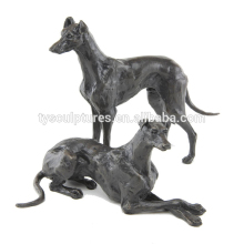 China factory cast bronze dog life size black greyhound sculpture