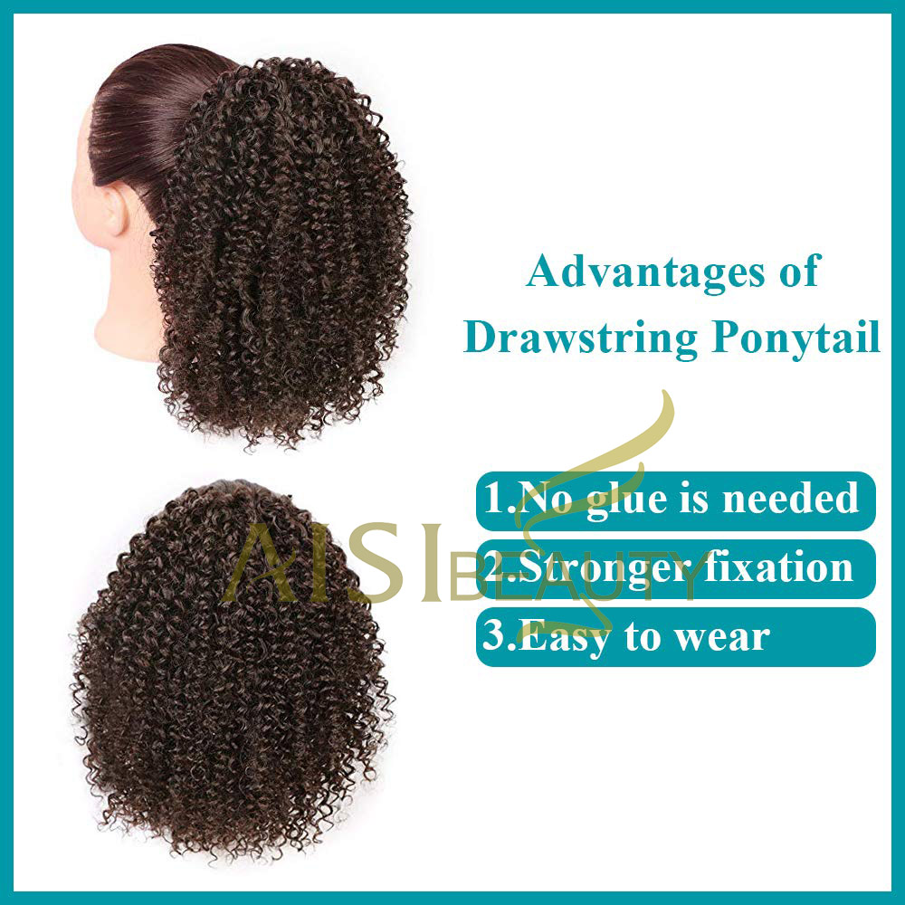 Aisi Beauty Wholesale Popular Brown 4# Afro Fluffy Puff Hairpiece Extension Messy Donut Curly Afro Kinky Afro Hair Bun