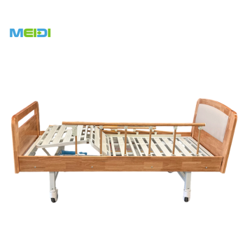 Advanced 2-Function Manual Nursing Bed Wood Home Care Bed for Elderly & Hospital Patients