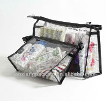 pvc cosmetic pouch, white pvc flute pouch, clear vinyl pvc zipper pouch