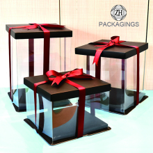 Black Cake Box Transparent Custome Made