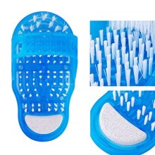 Easy Foot Bathroom Cleaner: Anti-Slip Shower Slippers & Foot Cleaning Brush for All Age Groups - Blue
