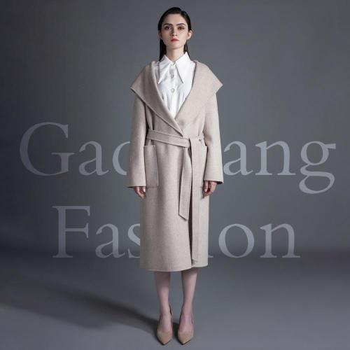 Rice white double sided cashmere overcoat