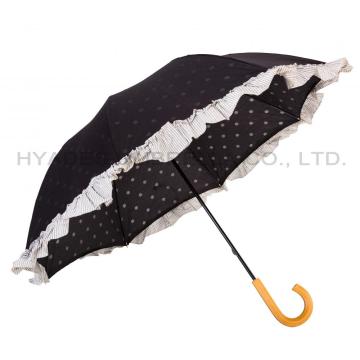 Ruffle Lace Manual Open Straight Umbrella Parasol