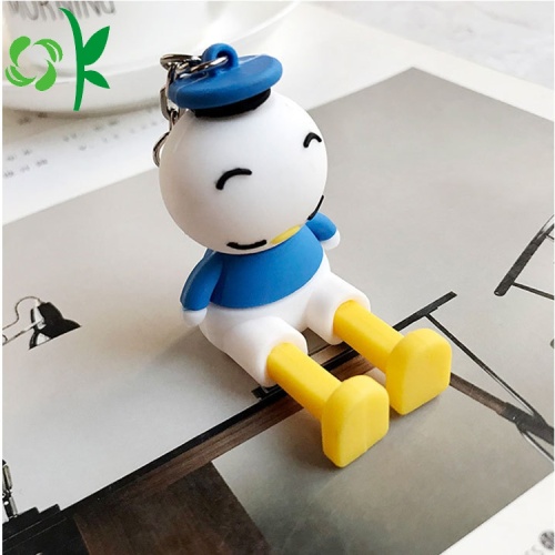 Dễ thương Silicone Donald Duck với Keychain thép không gỉ