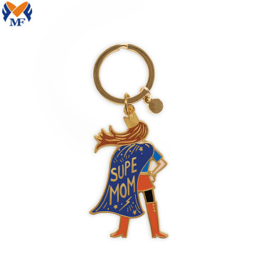 Metal Alloy Custom Super Mom Enamel Keychain