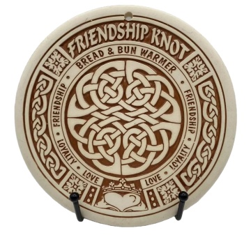 European Bun & Bread Warmer Stone 6 Inch Wall Hanging Clay Bread Warmer with Basket