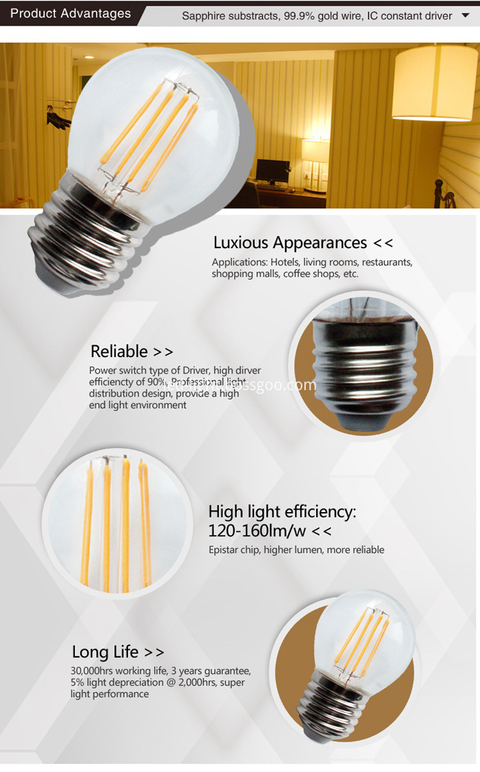  LED Filament Bulb G45, LED Edison bulb