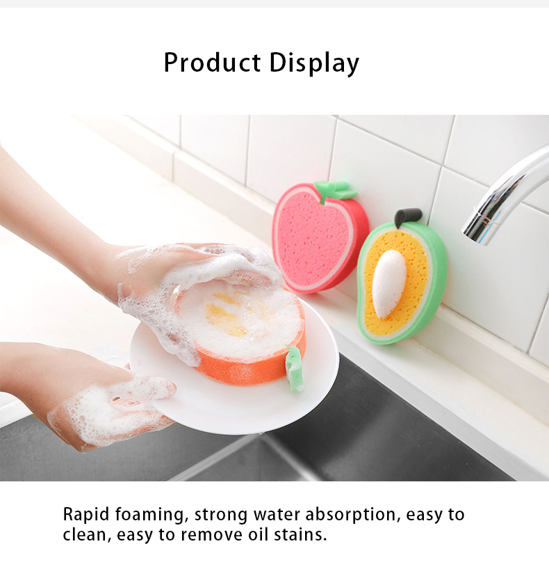 Topwill Kitchen Menebang Dishwipe Dishwipe Buah Buah Spons Dishcloth Dishtowel Dekontaminasi Kuat