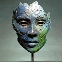 Plaza life size cast metal bronze face statue