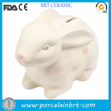 Lovey white pink spot giftware ceramic Rabbit Coin Bank