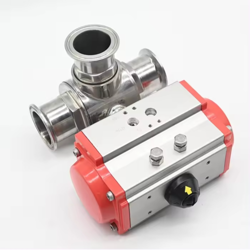 Double Action Sanitary 3way Pneumatic Ball Valve